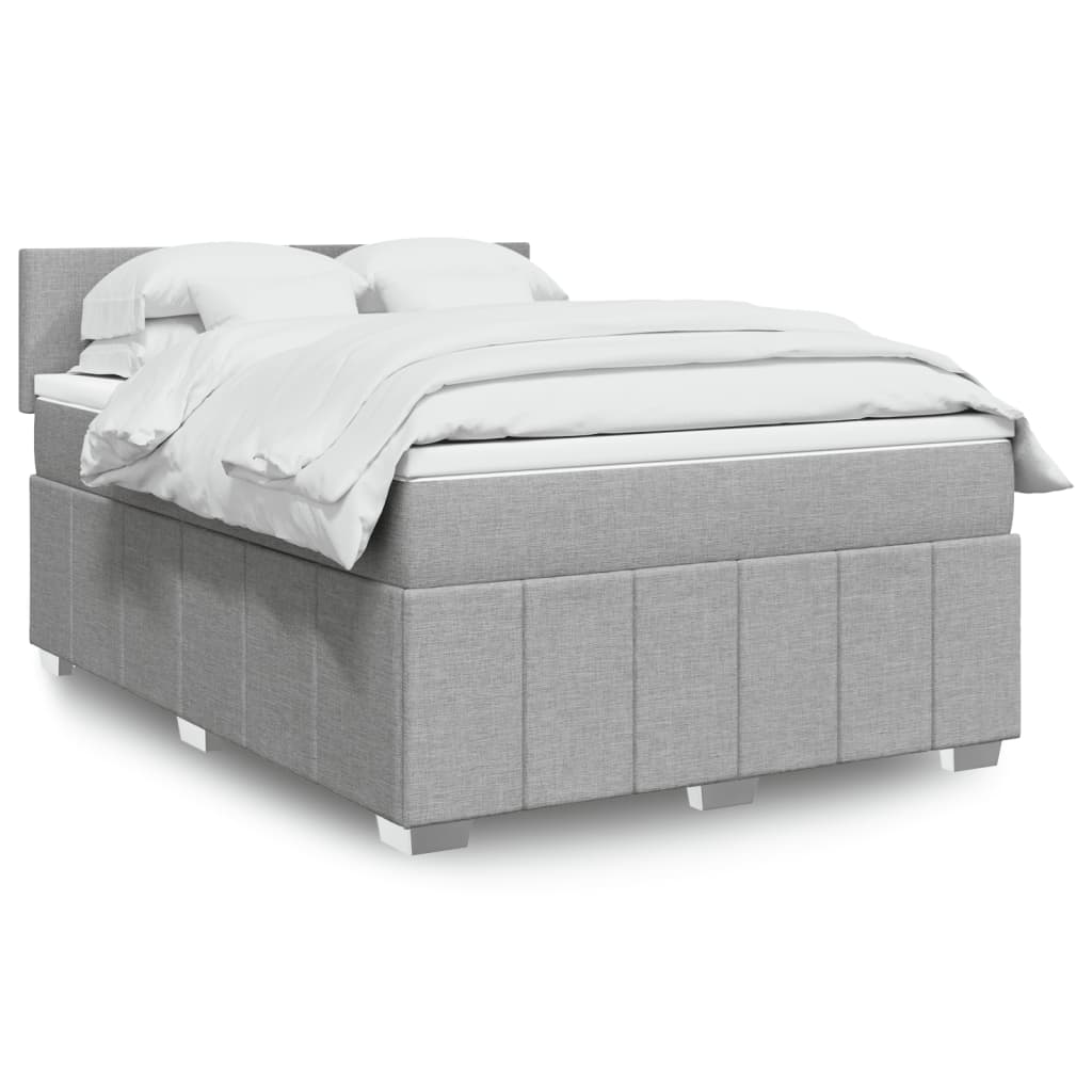 Boxspringbett mit Matratze Hellgrau 140x200 cm Stoff