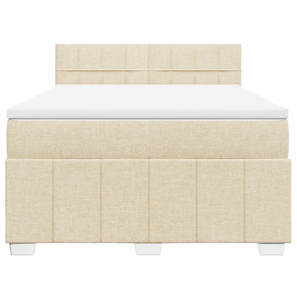 Boxspringbett mit Matratze Creme 140x200 cm Stoff