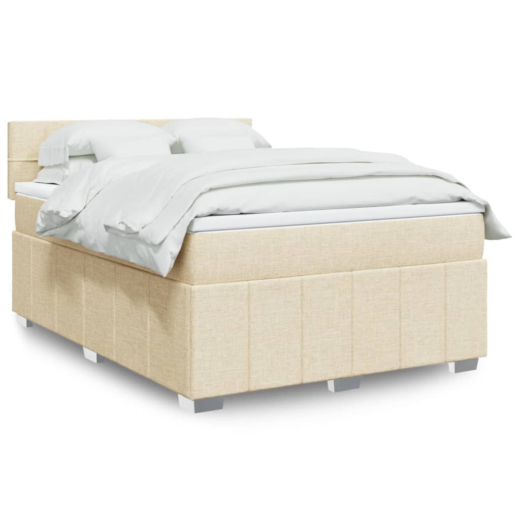 Boxspringbett mit Matratze Creme 140x200 cm Stoff