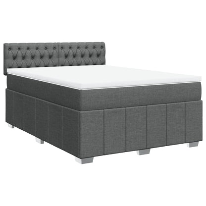 Boxspringbett mit Matratze Dunkelgrau 140x200 cm Stoff