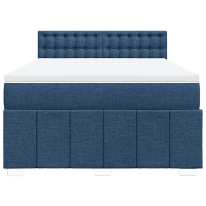 Boxspringbett mit Matratze Blau 140x200 cm Stoff