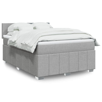 Boxspringbett mit Matratze Hellgrau 160x200 cm Stoff