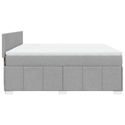 Boxspringbett mit Matratze Hellgrau 180x200 cm Stoff