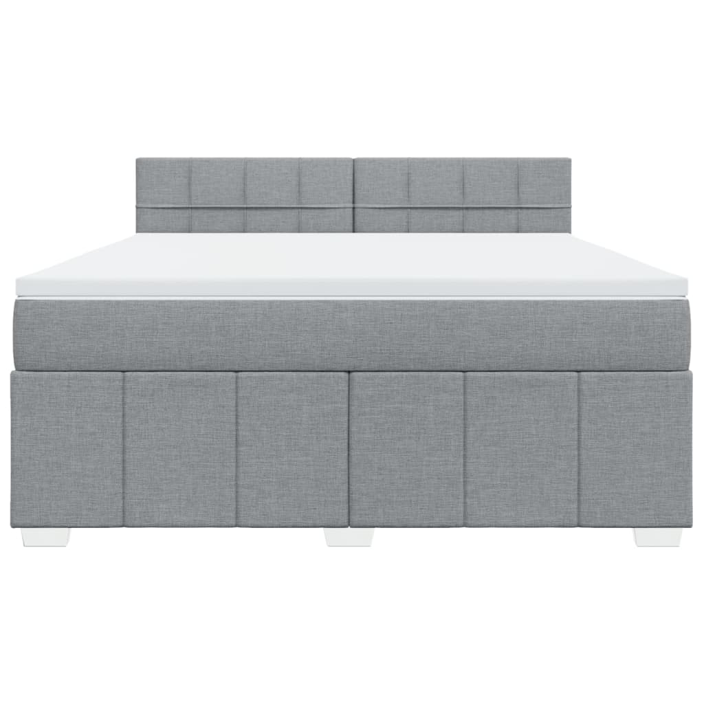 Boxspringbett mit Matratze Hellgrau 180x200 cm Stoff