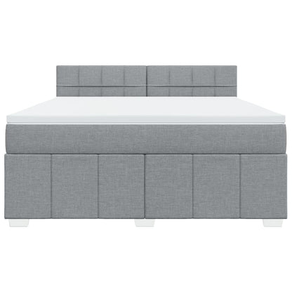 Boxspringbett mit Matratze Hellgrau 180x200 cm Stoff