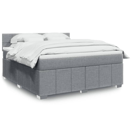 Boxspringbett mit Matratze Hellgrau 180x200 cm Stoff