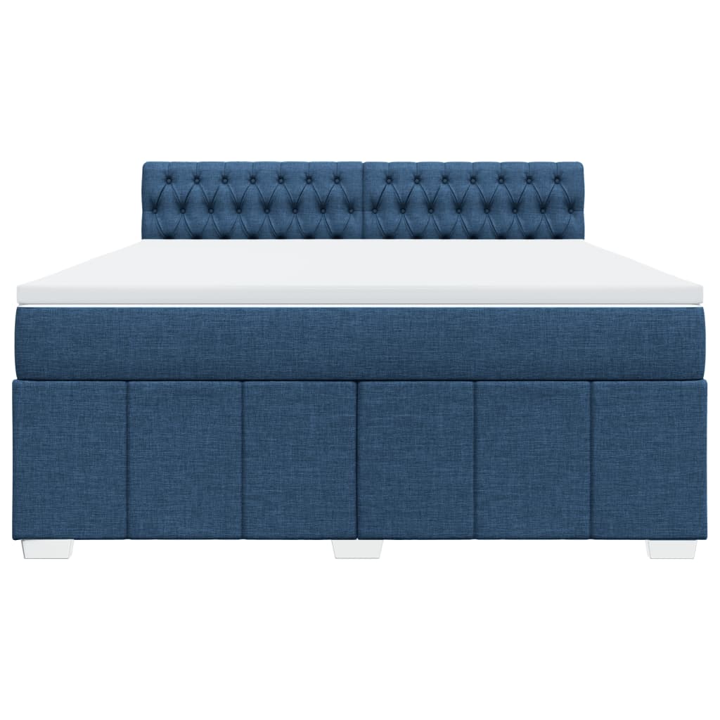 Boxspringbett mit Matratze Blau 180x200 cm Stoff