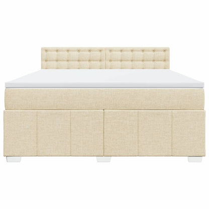 Boxspringbett mit Matratze Creme 180x200 cm Stoff