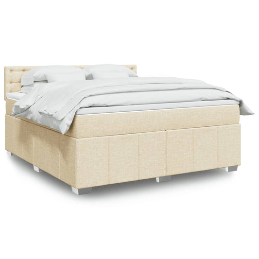 Boxspringbett mit Matratze Creme 180x200 cm Stoff