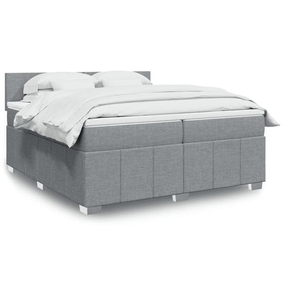 Boxspringbett mit Matratze Hellgrau 200x200 cm Stoff