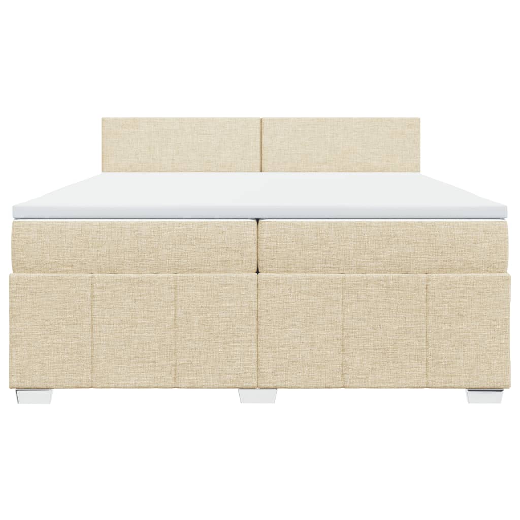 Boxspringbett mit Matratze Creme 200x200 cm Stoff