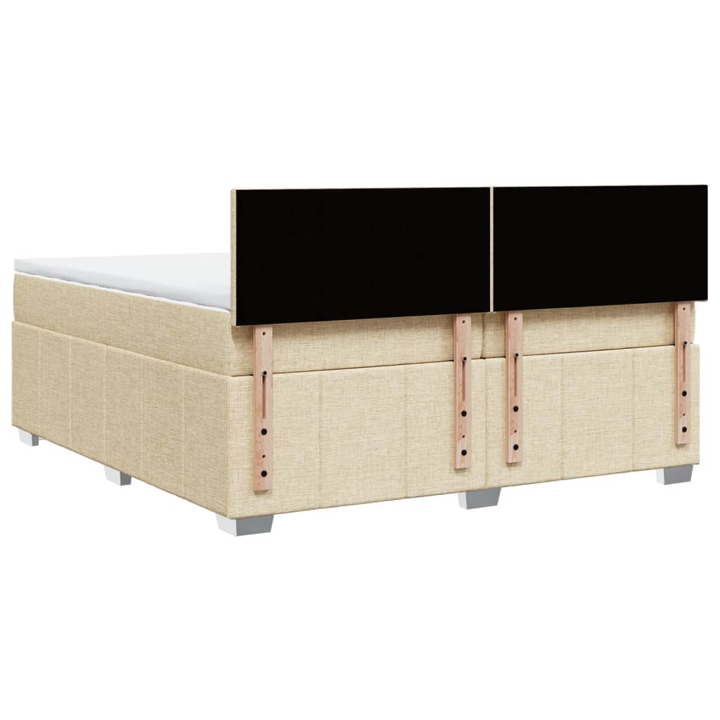 Boxspringbett mit Matratze Creme 200x200 cm Stoff