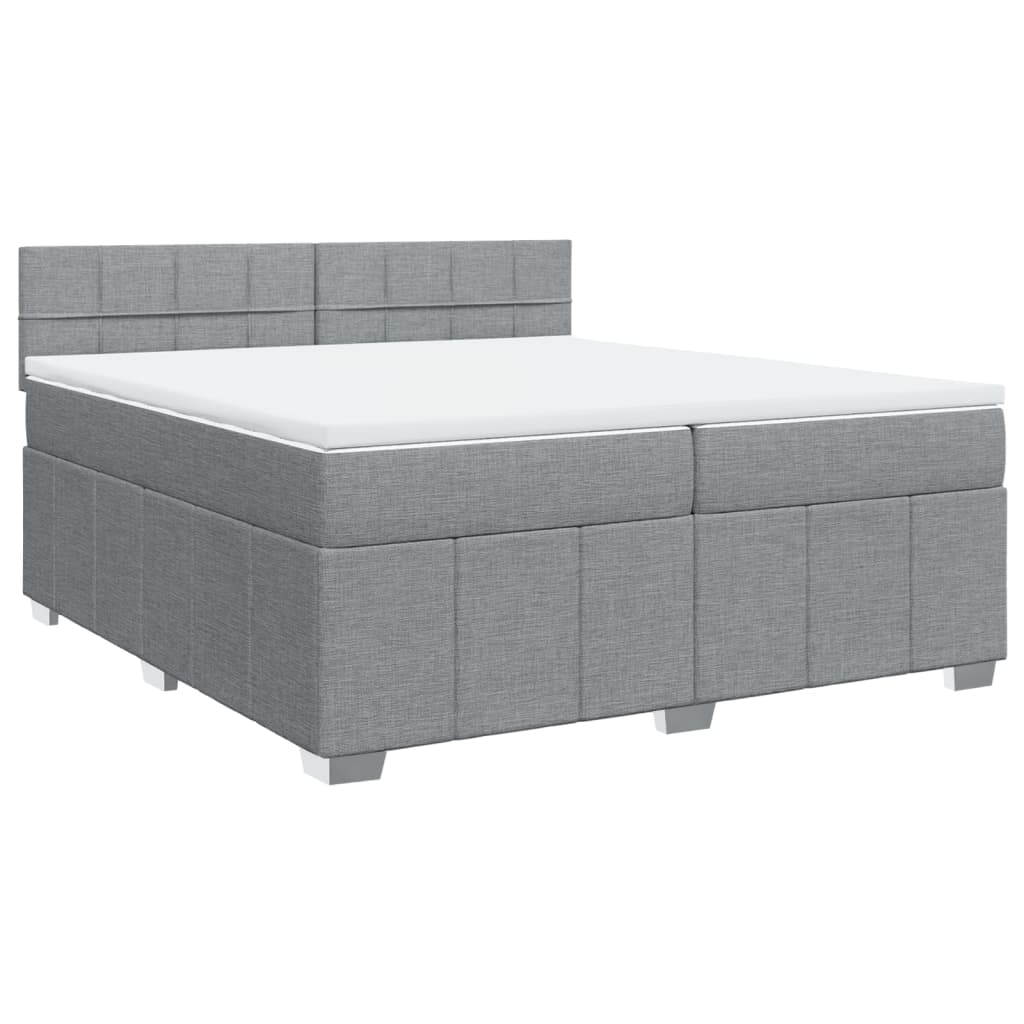 Boxspringbett mit Matratze Hellgrau 200x200 cm Stoff