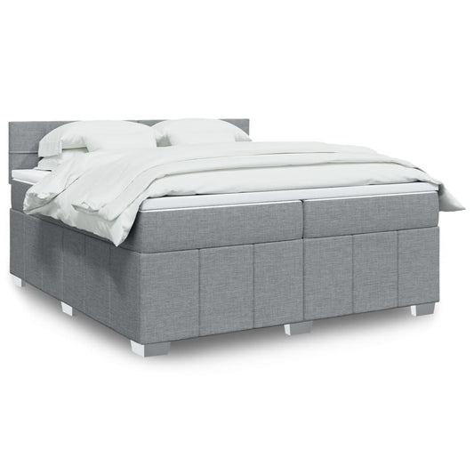 Boxspringbett mit Matratze Hellgrau 200x200 cm Stoff