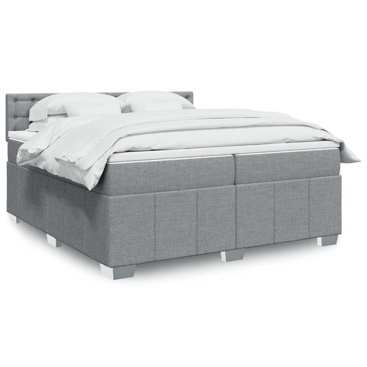 Boxspringbett mit Matratze Hellgrau 200x200 cm Stoff