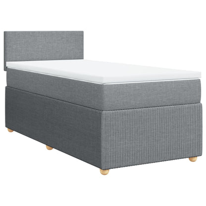 Boxspringbett mit Matratze Hellgrau 90x200 cm Stoff