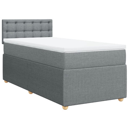 Boxspringbett mit Matratze Hellgrau 90x200 cm Stoff