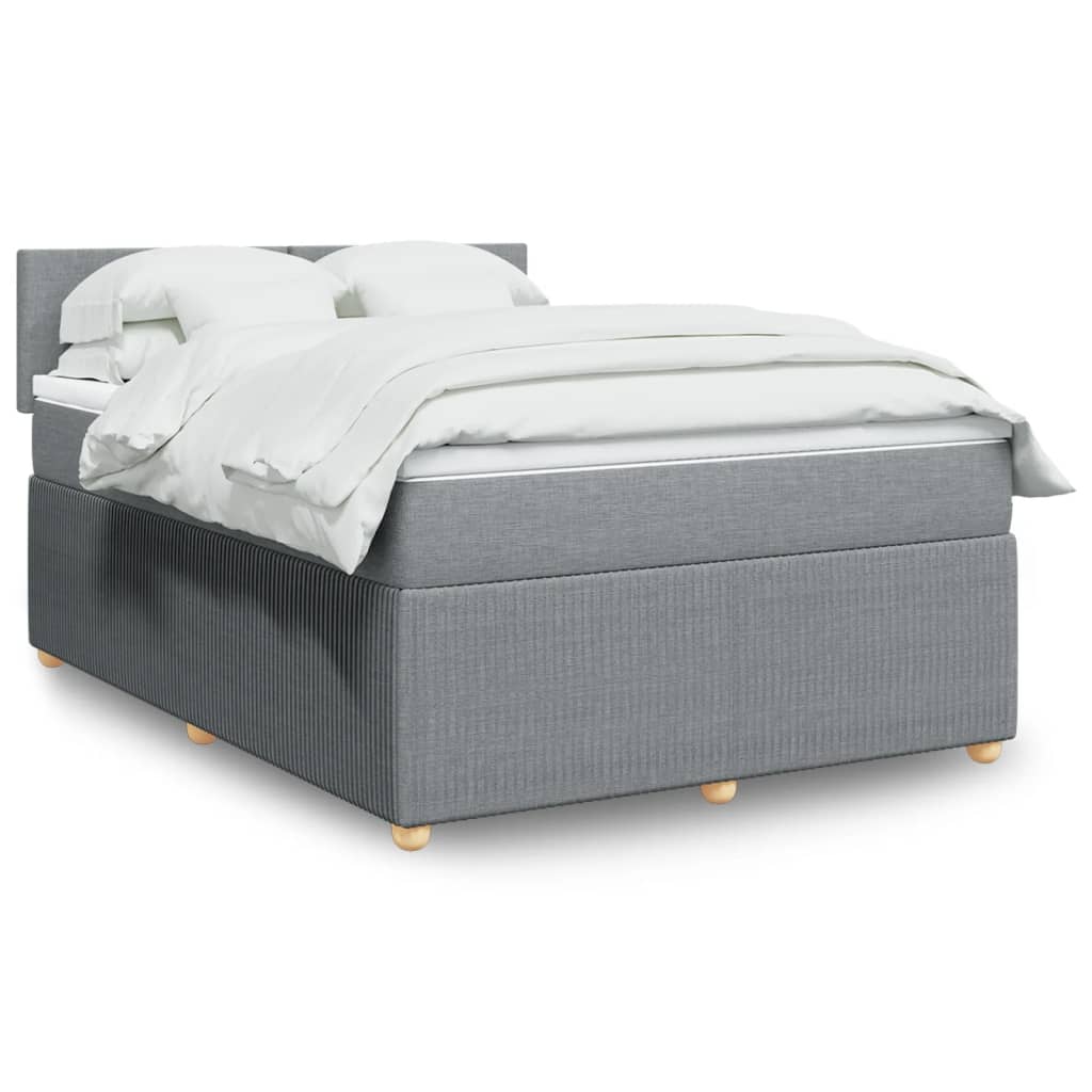 Boxspringbett mit Matratze Hellgrau 140x200 cm Stoff