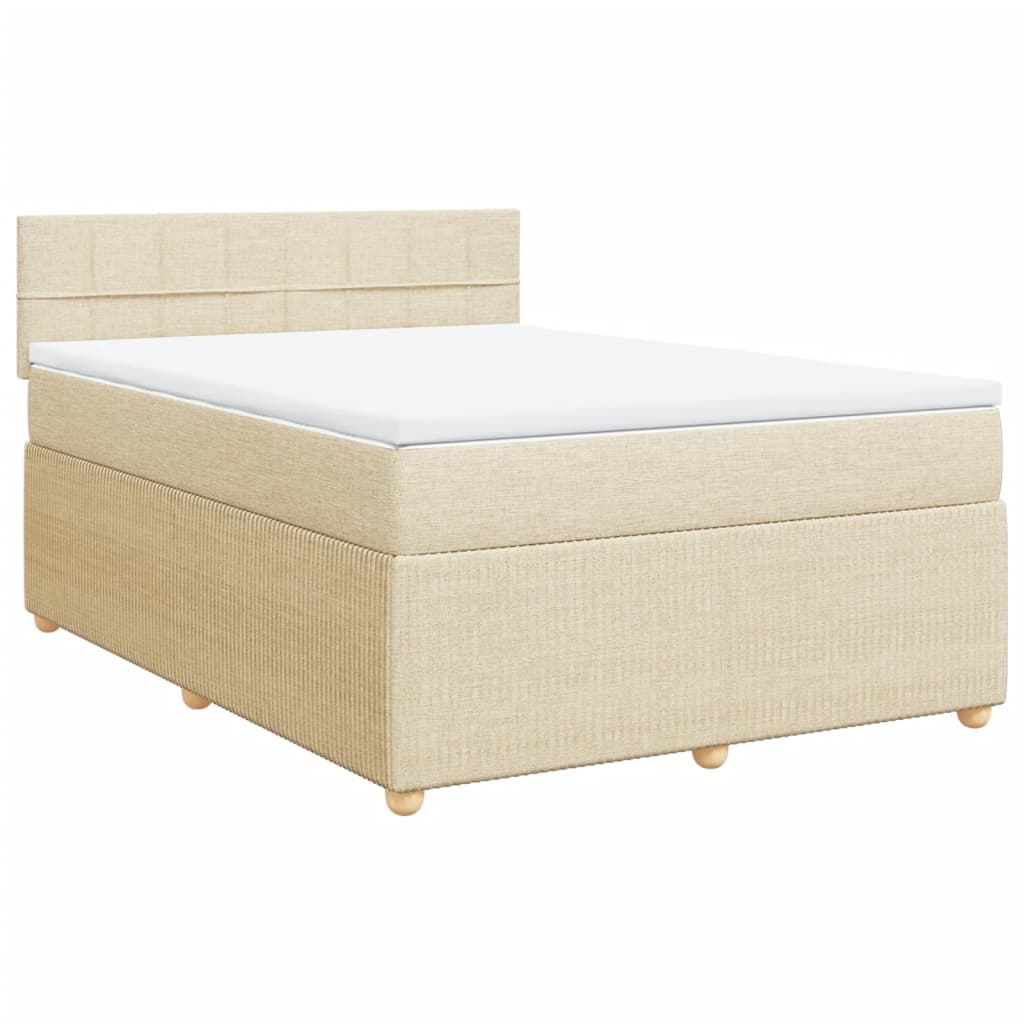 Boxspringbett mit Matratze Creme 140x200 cm Stoff