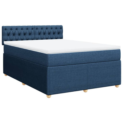 Boxspringbett mit Matratze Blau 140x200 cm Stoff