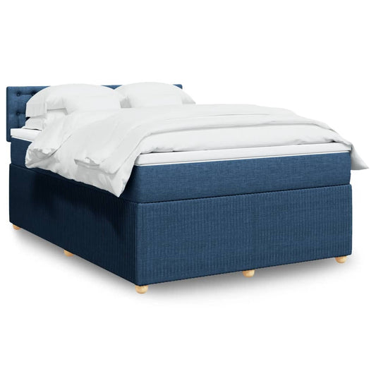 Boxspringbett mit Matratze Blau 160x200 cm Stoff