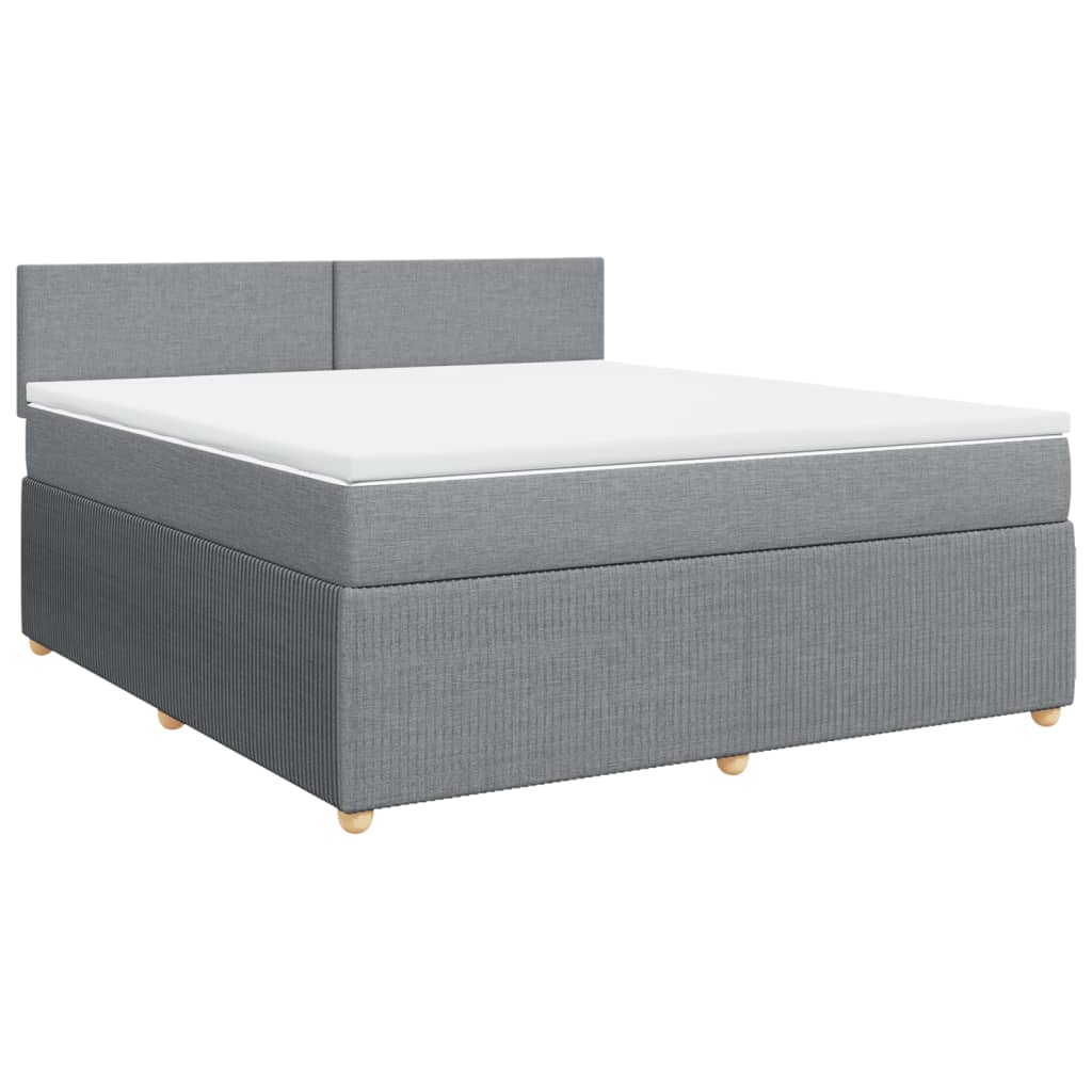 Boxspringbett mit Matratze Hellgrau 180x200 cm Stoff