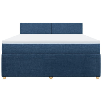 Boxspringbett mit Matratze Blau 180x200 cm Stoff