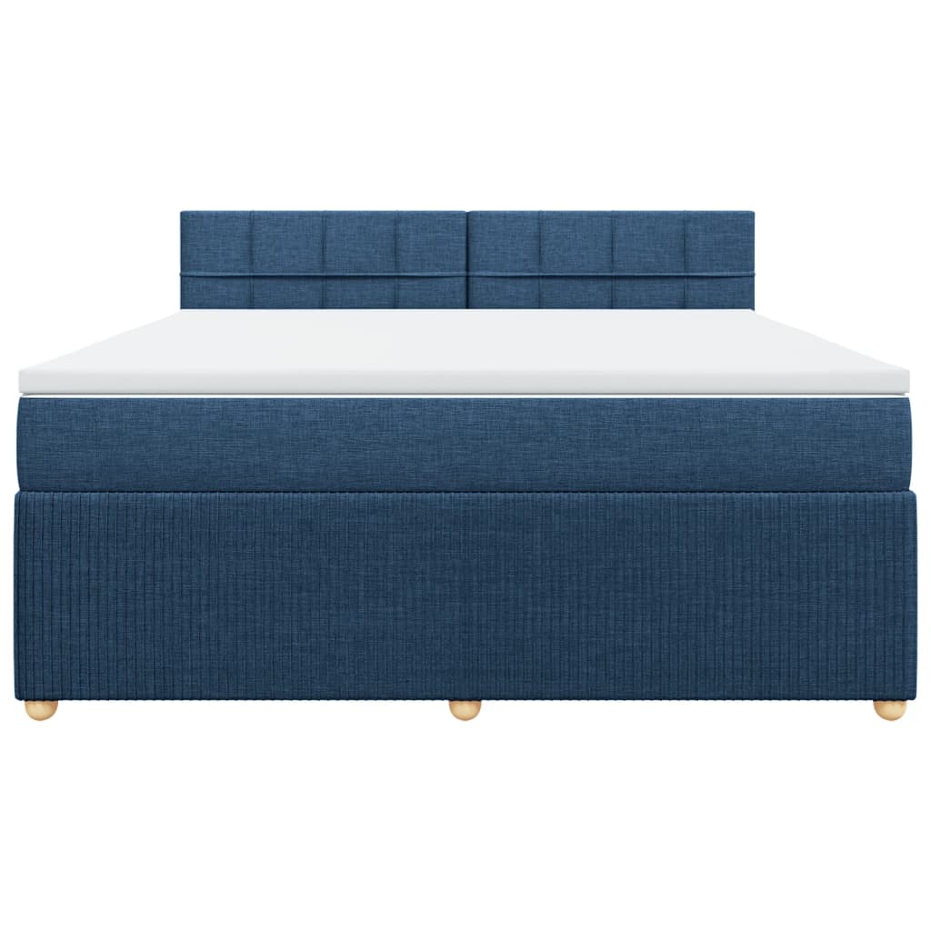 Boxspringbett mit Matratze Blau 180x200 cm Stoff