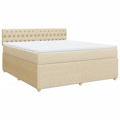 Boxspringbett mit Matratze Creme 180x200 cm Stoff