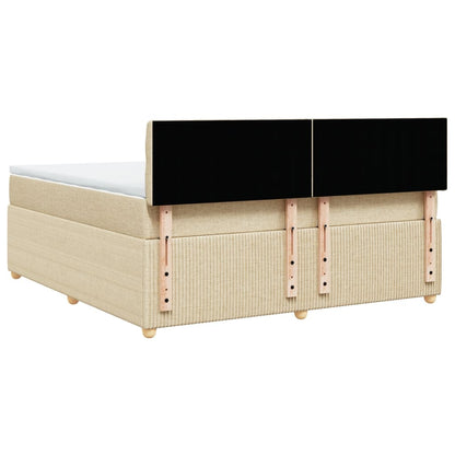 Boxspringbett mit Matratze Creme 180x200 cm Stoff