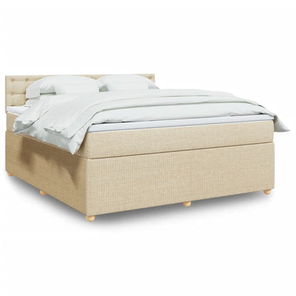 Boxspringbett mit Matratze Creme 180x200 cm Stoff