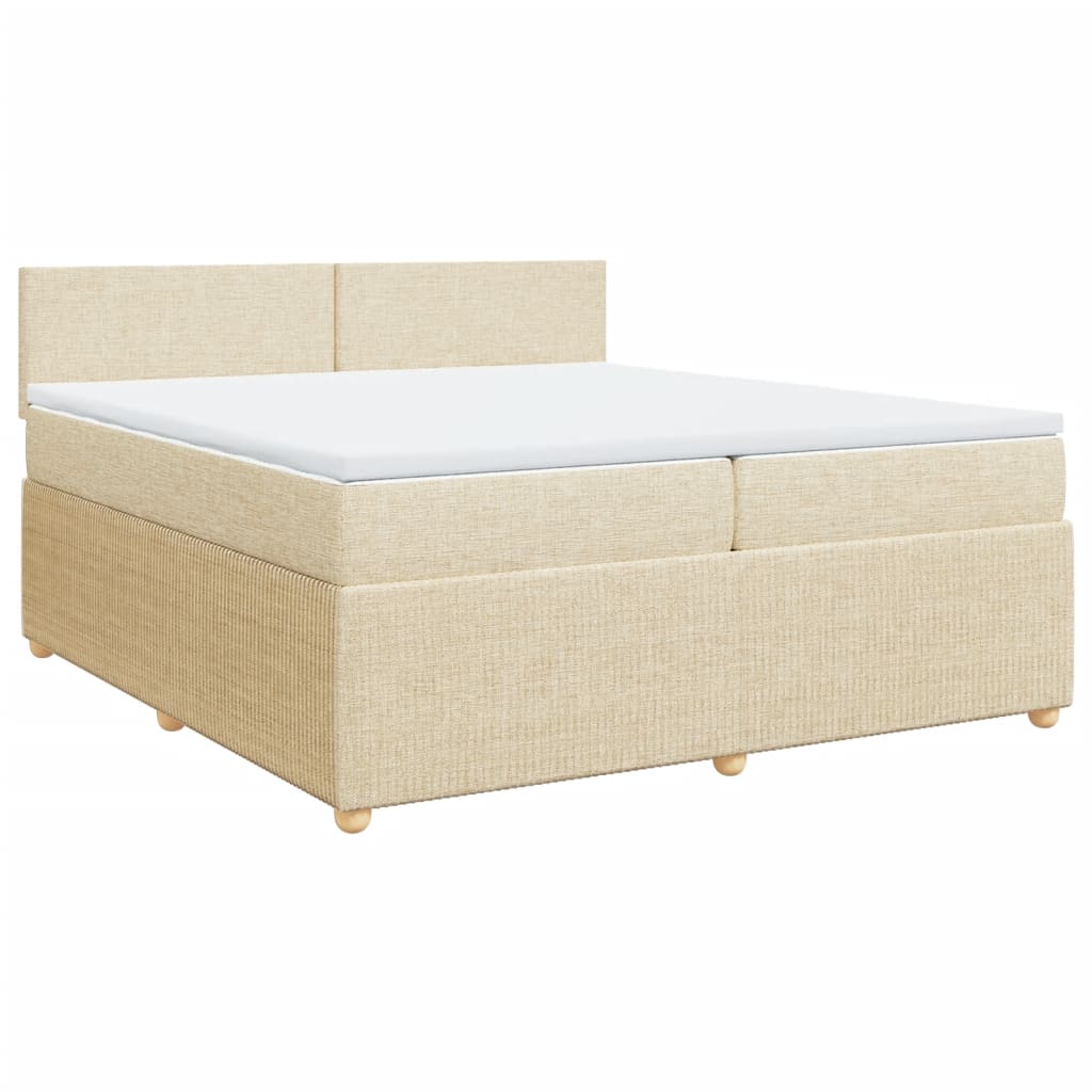 Boxspringbett mit Matratze Creme 200x200 cm Stoff