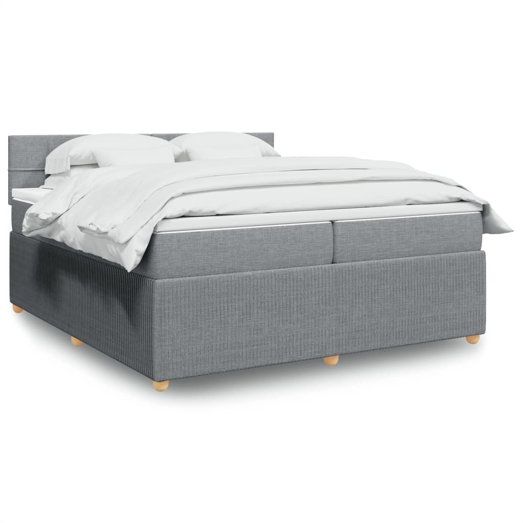 Boxspringbett mit Matratze Hellgrau 200x200 cm Stoff