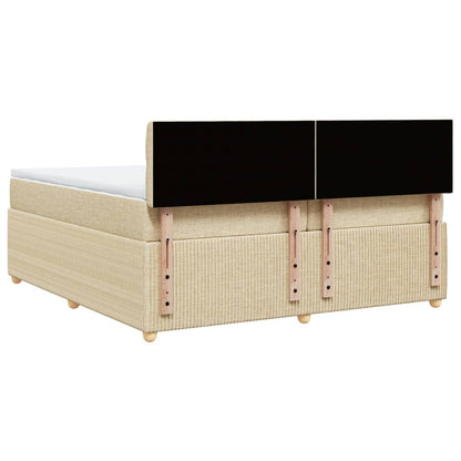 Boxspringbett mit Matratze Creme 200x200 cm Stoff