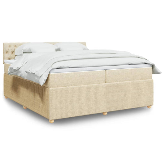 Boxspringbett mit Matratze Creme 200x200 cm Stoff