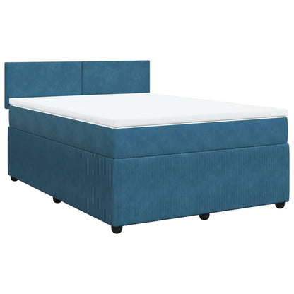 Boxspringbett mit Matratze Blau 140x200 cm Samt