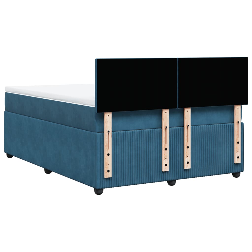 Boxspringbett mit Matratze Blau 140x200 cm Samt