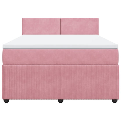 Boxspringbett mit Matratze Rosa 140x200 cm Samt