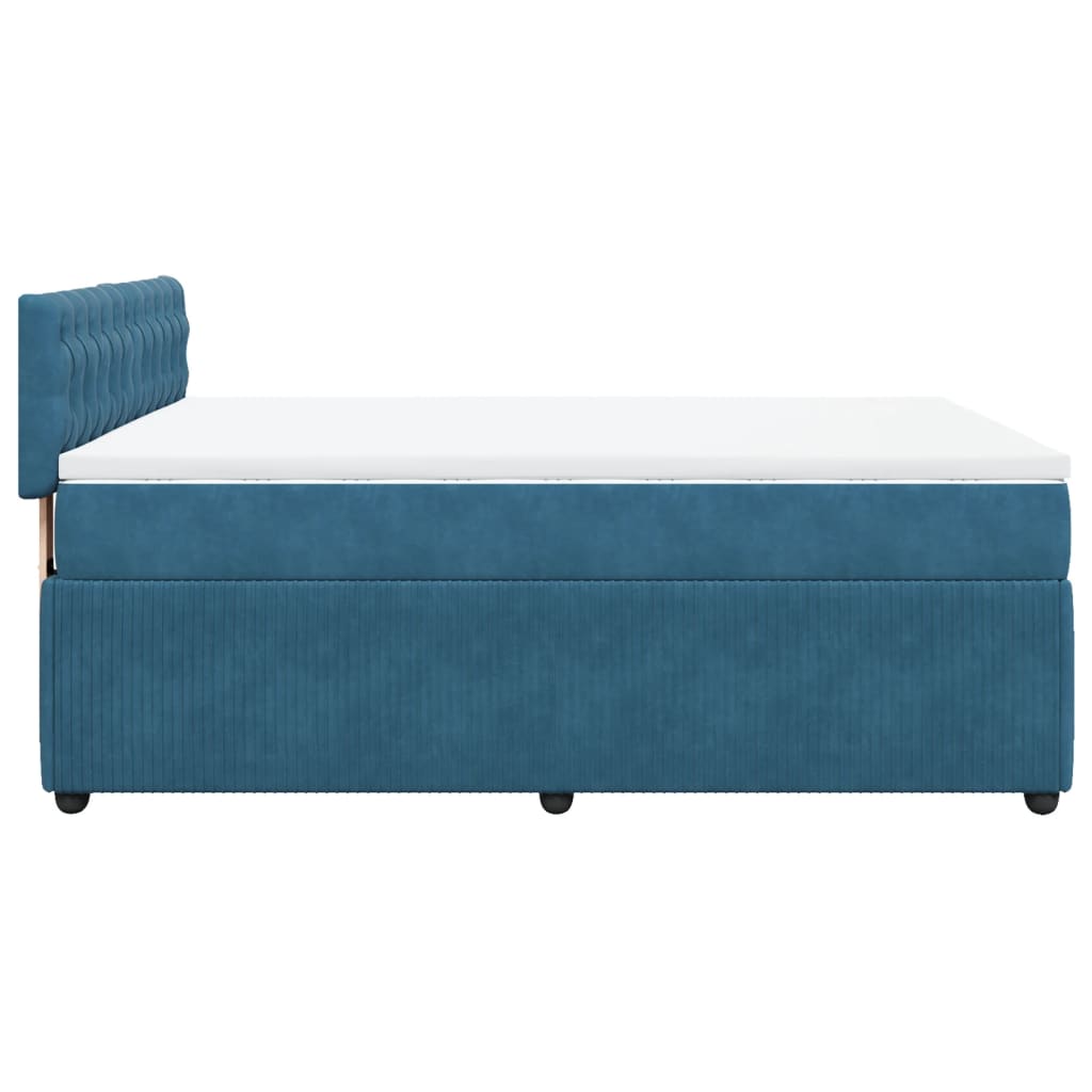 Boxspringbett mit Matratze Blau 140x200 cm Samt