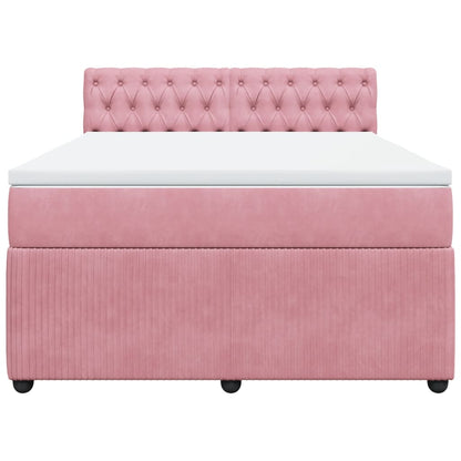 Boxspringbett mit Matratze Rosa 140x200 cm Samt