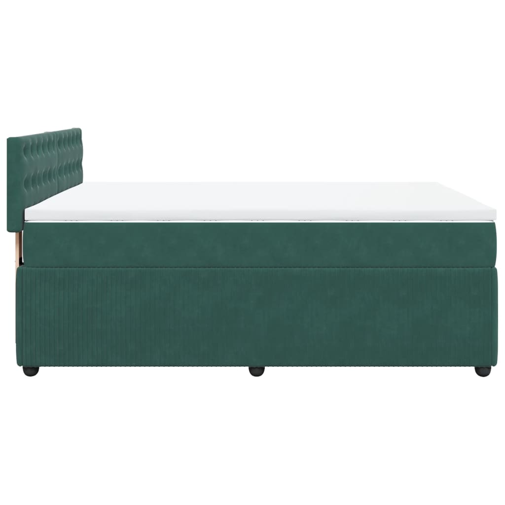 Boxspringbett mit Matratze Dunkelgrün 140x200 cm Samt