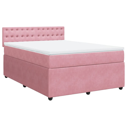 Boxspringbett mit Matratze Rosa 140x200 cm Samt