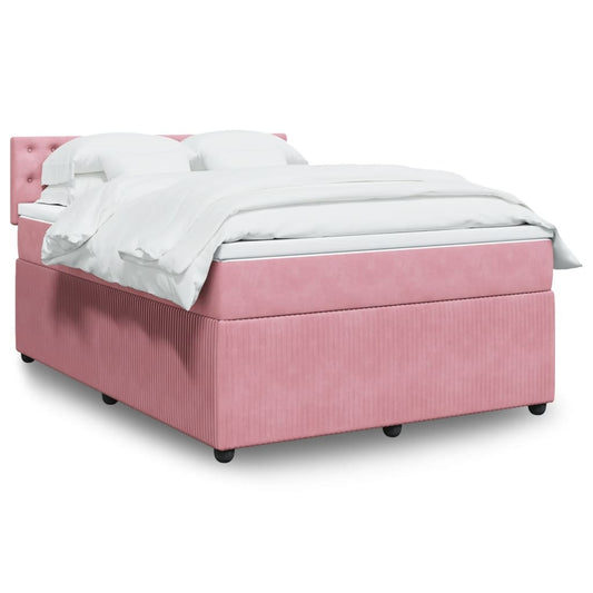 Boxspringbett mit Matratze Rosa 140x200 cm Samt