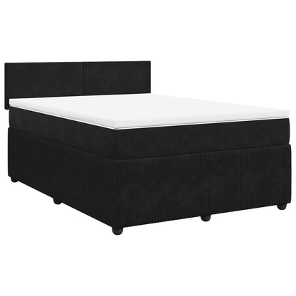 Boxspringbett mit Matratze Schwarz 160x200 cm Samt