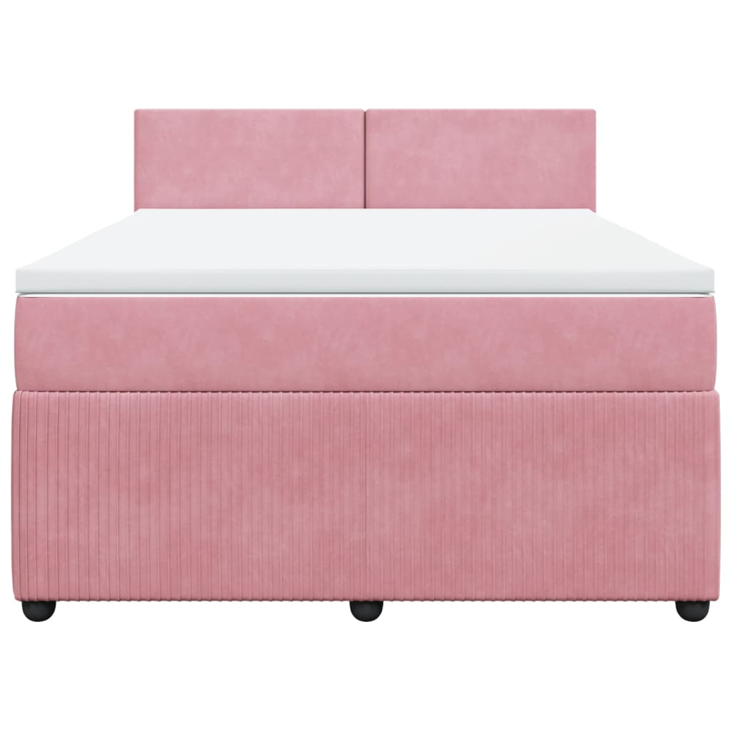 Boxspringbett mit Matratze Rosa 160x200 cm Samt