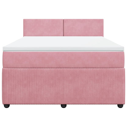 Boxspringbett mit Matratze Rosa 160x200 cm Samt