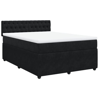 Boxspringbett mit Matratze Schwarz 160x200 cm Samt