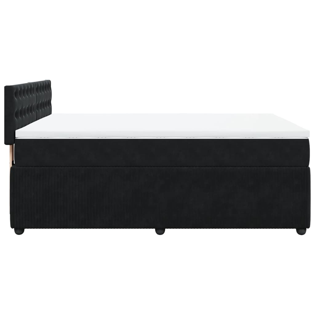 Boxspringbett mit Matratze Schwarz 160x200 cm Samt