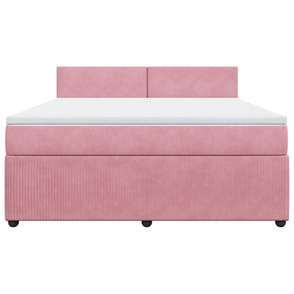 Boxspringbett mit Matratze Rosa 180x200 cm Samt