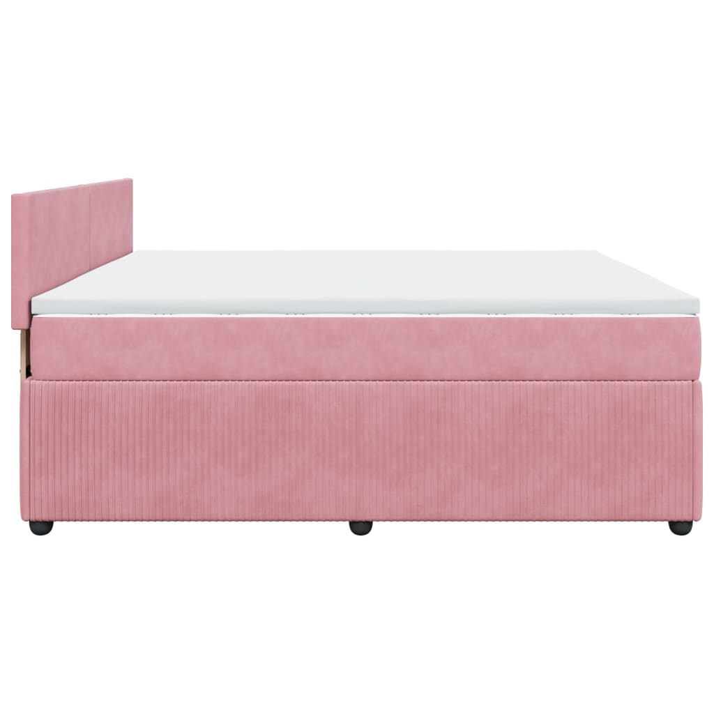 Boxspringbett mit Matratze Rosa 180x200 cm Samt